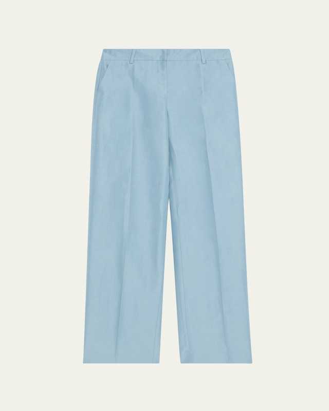 Gates High-Rise Straight-Leg Linen-Blend Pants